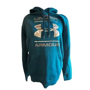 Under Armour Cyan Loose Fit Hoodie with Silver Logo Size Large